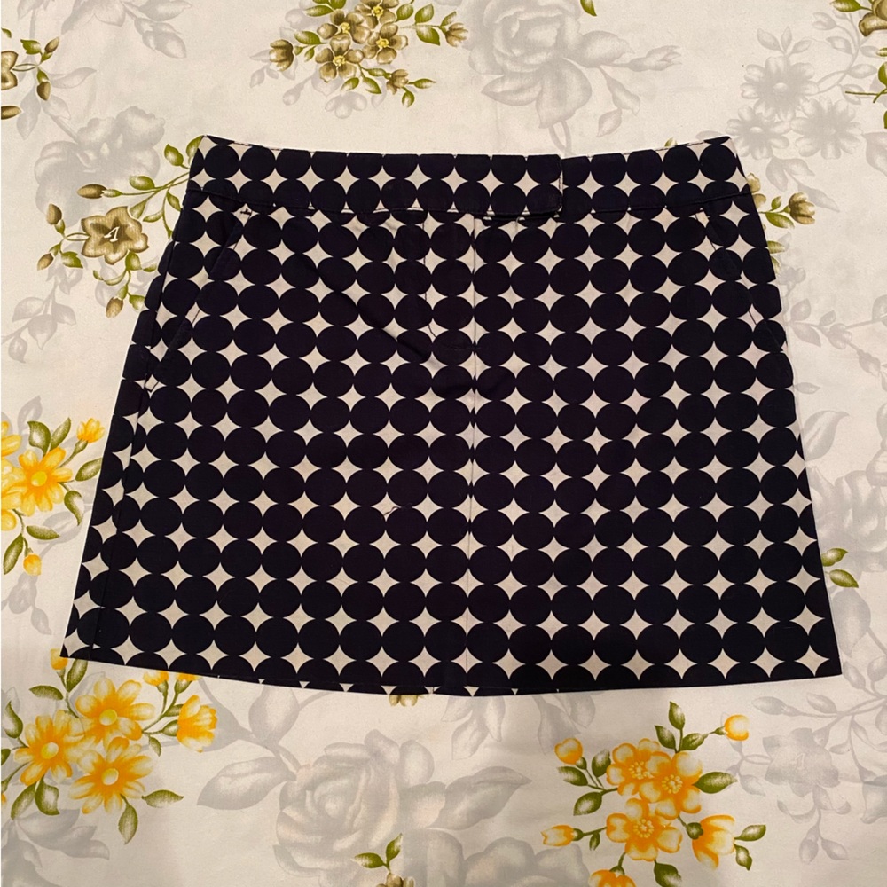 J. Crew Size 2 Navy Patterned Skirt